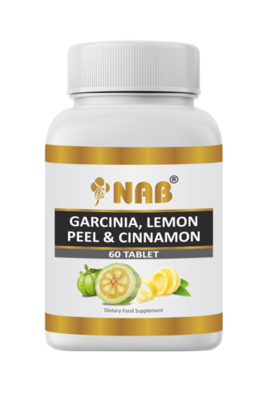 NAB Garcinia Cambogia tablet with Lemon peel & Cinnamon for Weight Loss Supplements, Improves Digestion- one pack of 60 Tablets