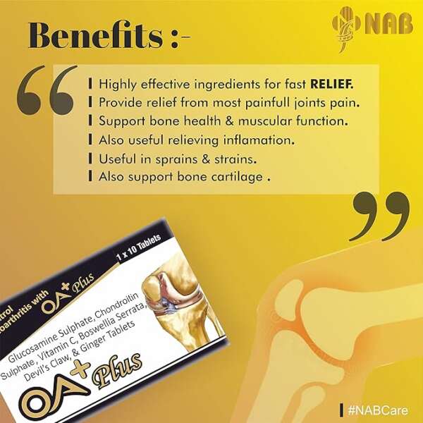 NAB HEALTHCARE Glucosamine Sulphate, Chondroitin Sulphate, Vitamin C, Boswellia Serrata, Devil's Claw and Ginger Tablets - Image 4