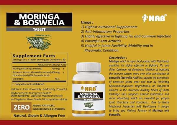 NAB Moringa & Boswelia Dietary Supplement - 60 Tablets - Image 2
